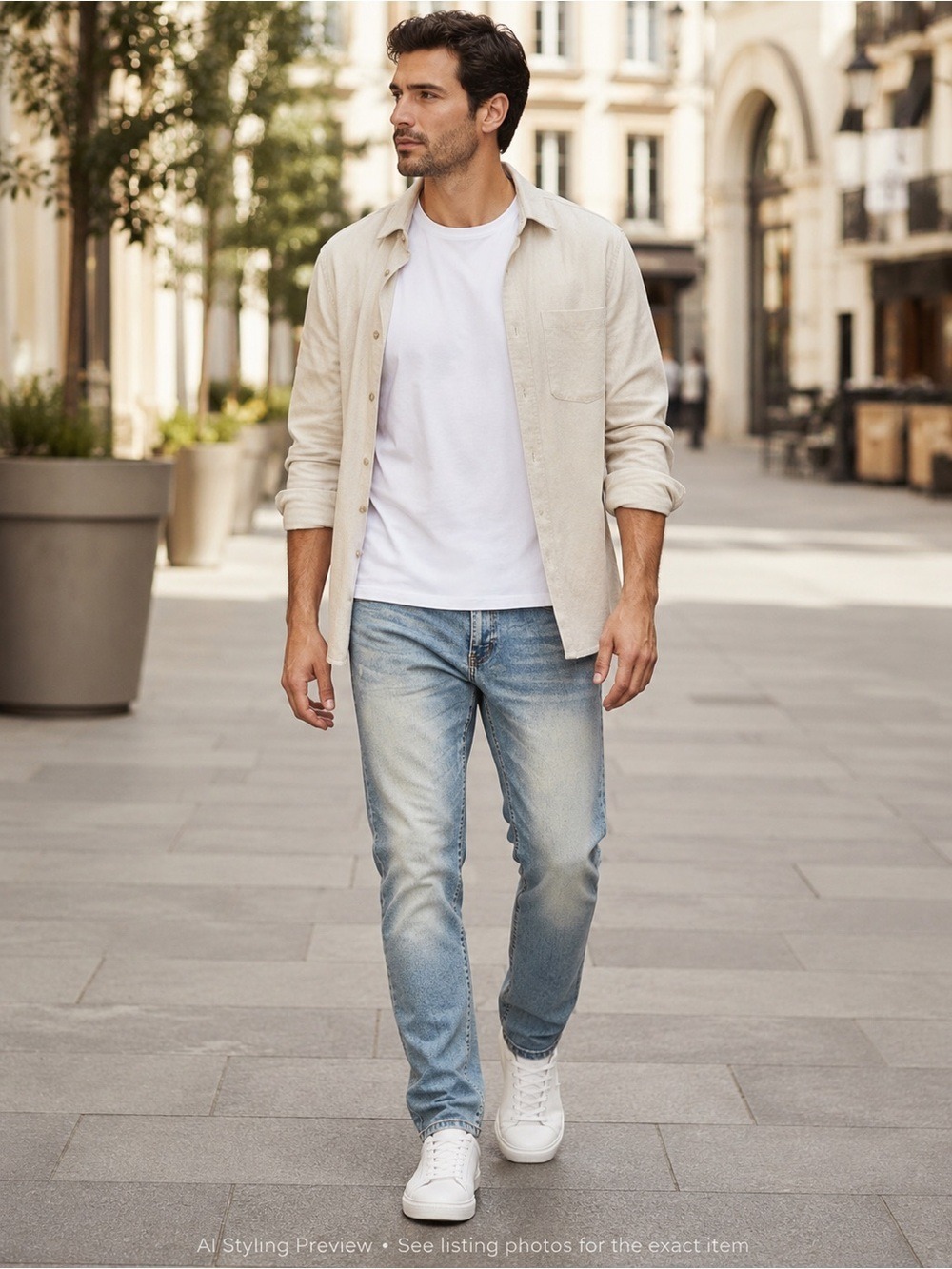Super Triple Goose Slim Fit Jeans Men’s 34” Light Wash Stretch Denim